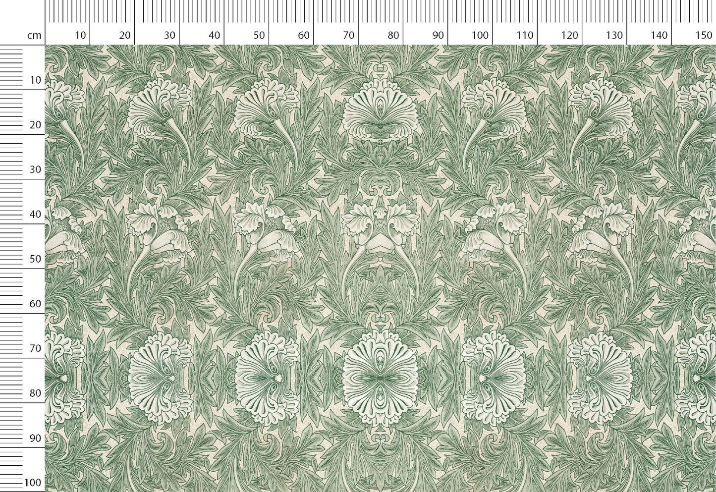 Vintage Linen By The Yard or Meter, Vintage Green Tulip Print Linen Fabric For Bedding, Curtains, Clothing, Pillow Covers & Upholstery