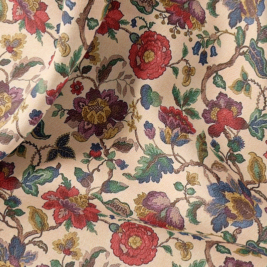 Vintage Linen By The Yard or Meter, Vintage Floral Knitted Print Linen Fabric For Bedding, Curtains, Clothing, Pillow Covers & Upholstery