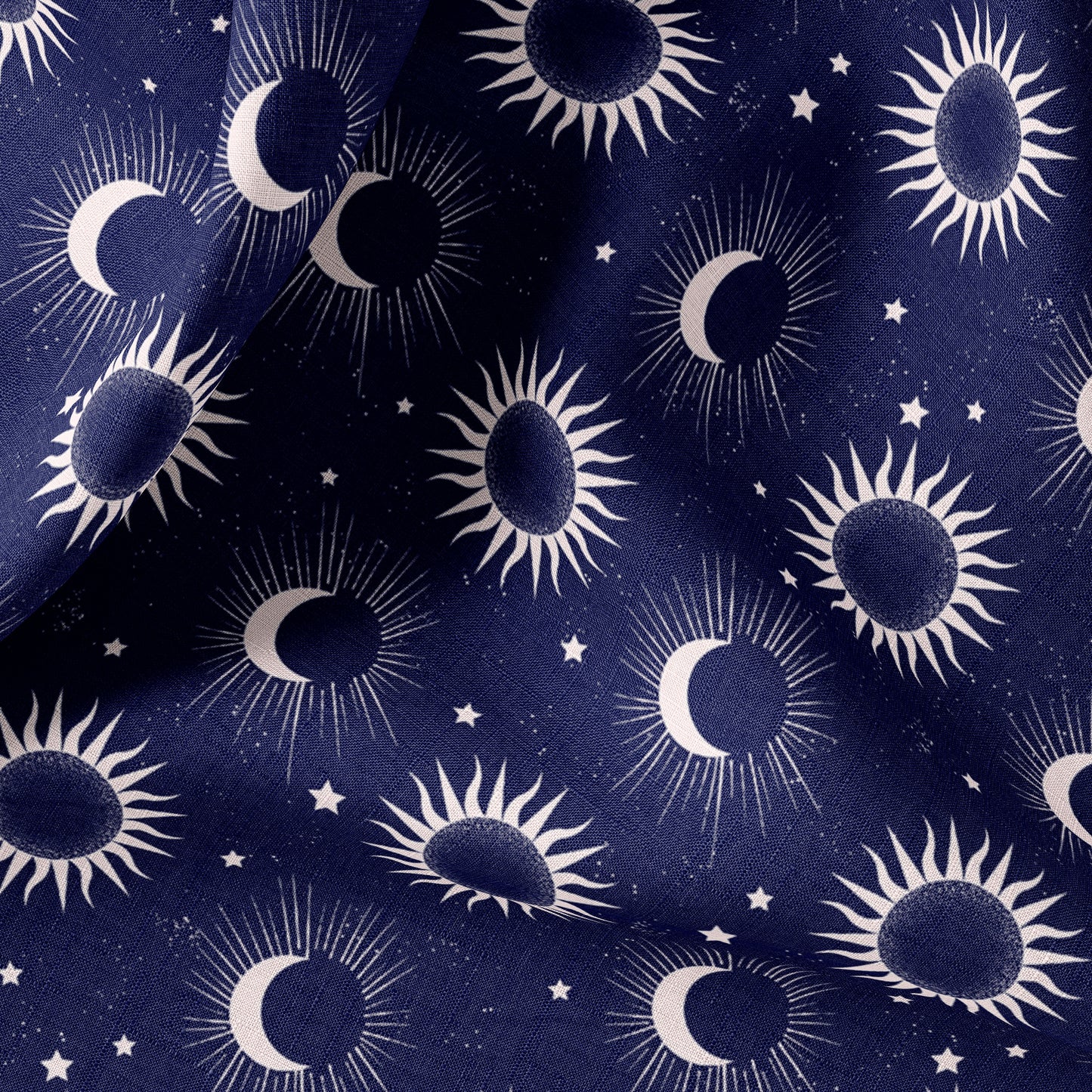Vintage Linen By The Yard or Meter, Vintage Stars Celestial Print Linen Fabric For Bedding, Curtains, Clothing, Table Cloth & Upholstery