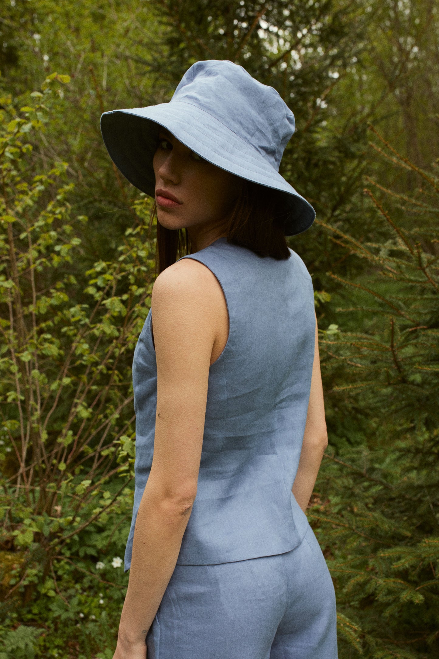 Linen Summer Hat with Wide Brim