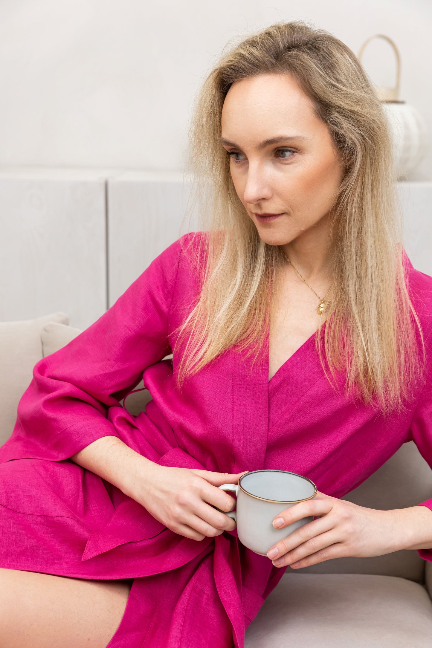 Short Linen Bathrobe