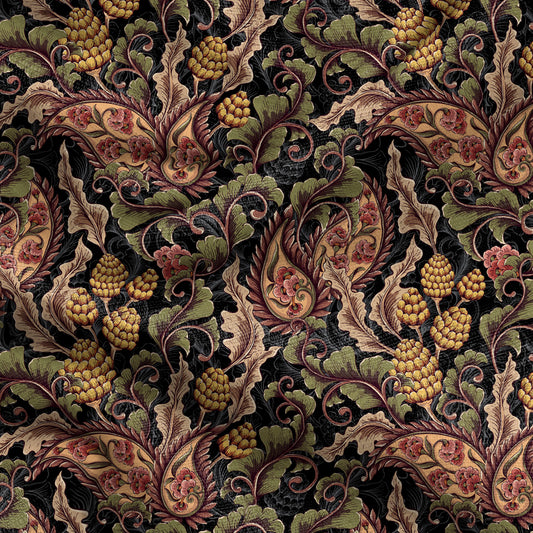 Vintage Linen By The Yard Victorian Paisley Print Linen Fabric For Bedding, Curtains, Dresses, Clothing, Table Cloth & Pillow Covers