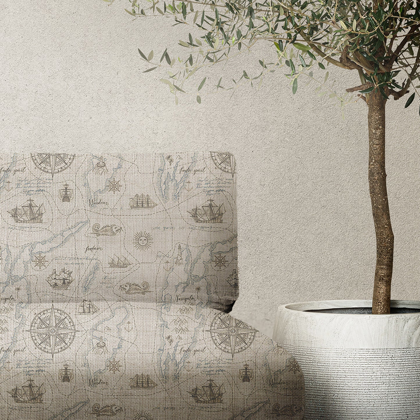 Vintage Linen By The Yard or Meter, Vintage Journey Print Fabric For Bedding, Curtains, Dresses, Clothing, Table Cloth & Pillow Covers