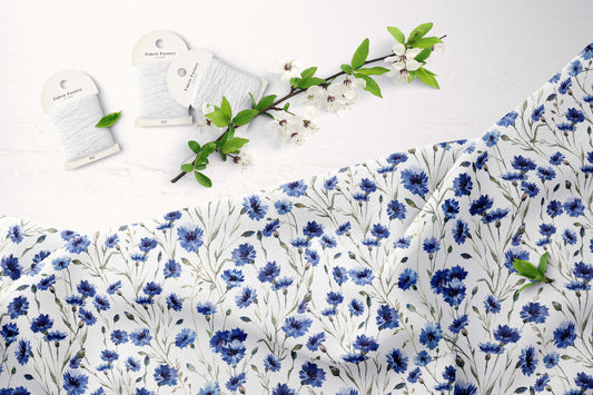 Floral Linen Fabric By The Yard Natural Printed Linen Fabric By The Yard For Clothing & Home Textile - Width 148 cm/1.62yd