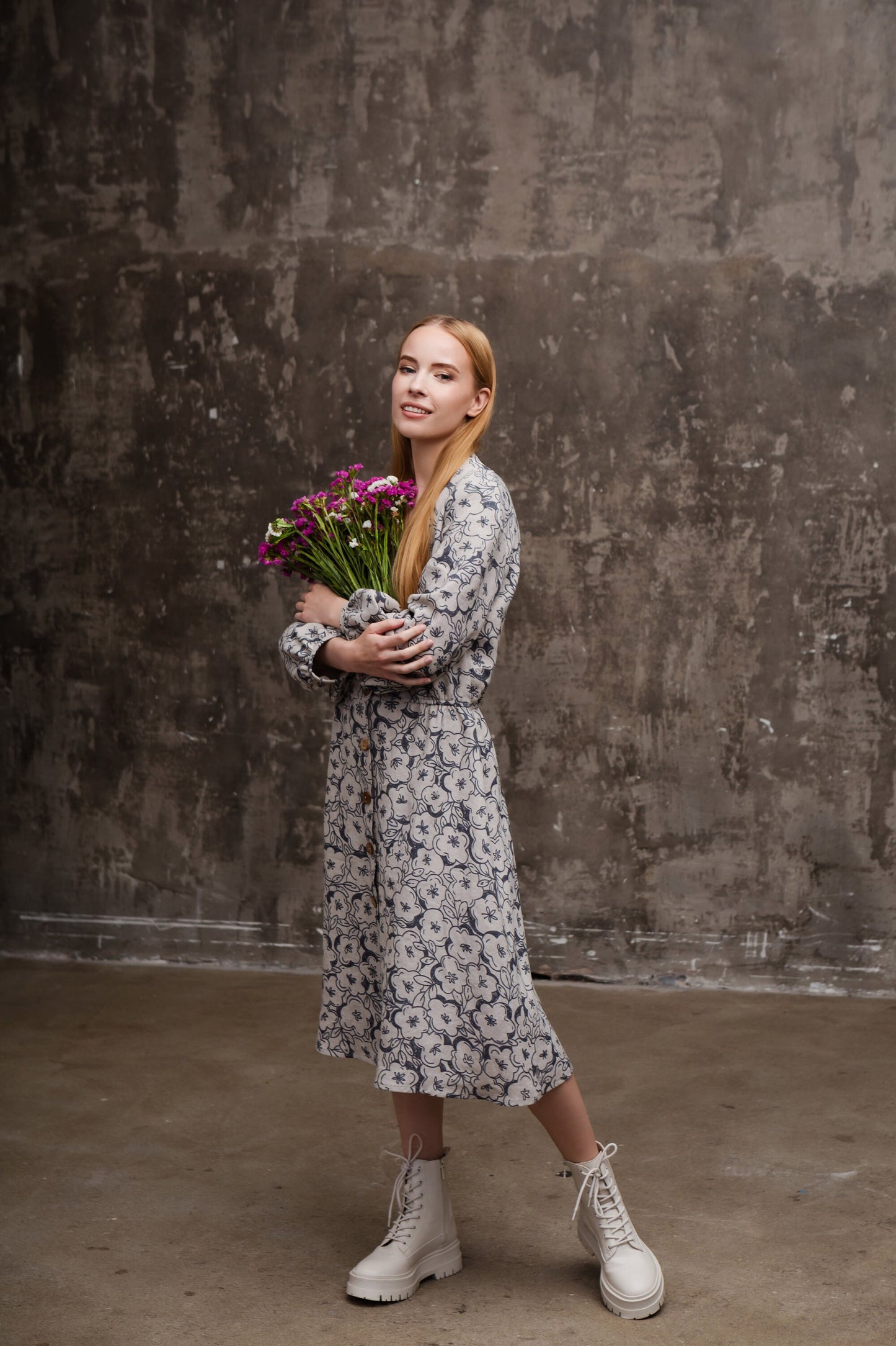 Linen Boho Puff Sleeve Dress