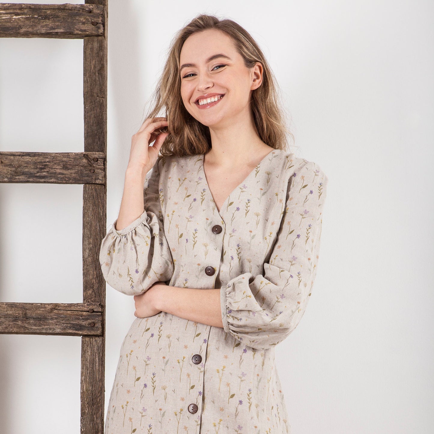 Midi Linen Button Dress