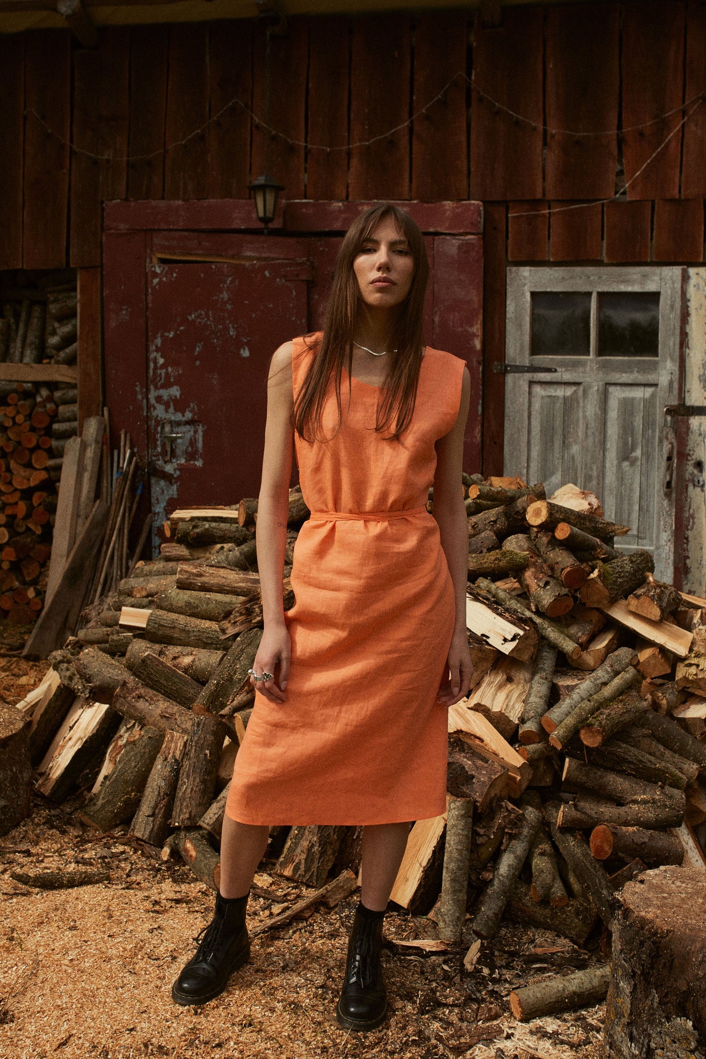 Cross-back Linen Dress