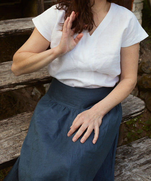 Linen Skirt with Pockets