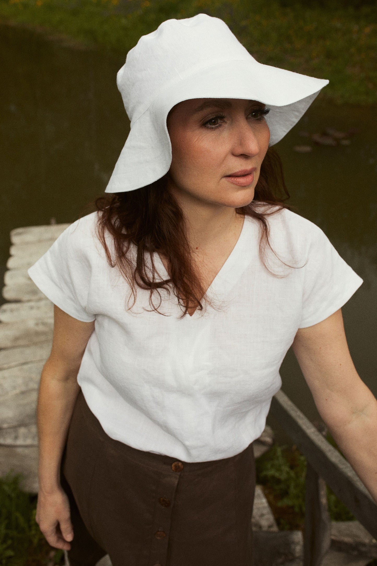 Linen Summer Hat with Wide Brim