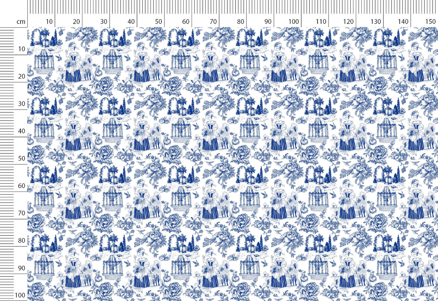 Vintage Linen By The Yard French Toile de Jouy  Print Linen Fabric For Bedding, Curtains, Dresses, Clothing, Table Cloth & Pillow Covers