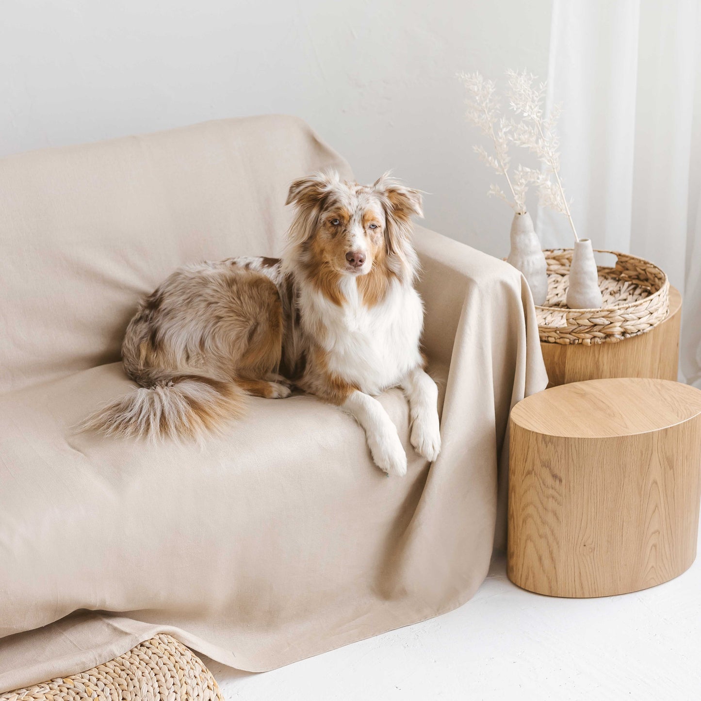 Natural Linen Couch Cover